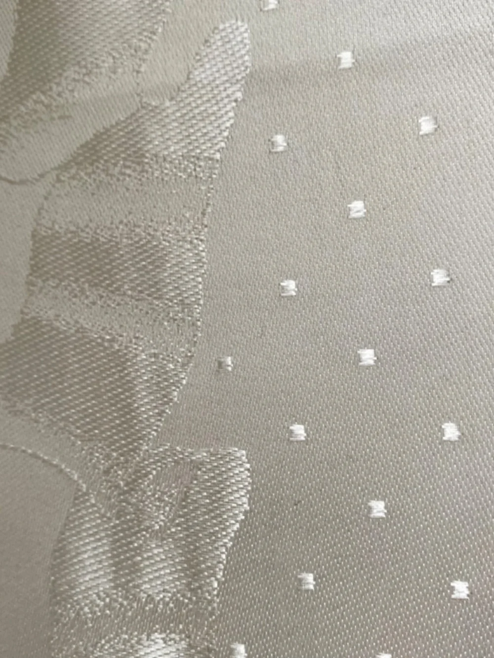 White Damask Tablecloth, Cotton and Rayon 58